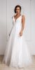 V Neck Vines Pattern Tulle Prom Gown in White